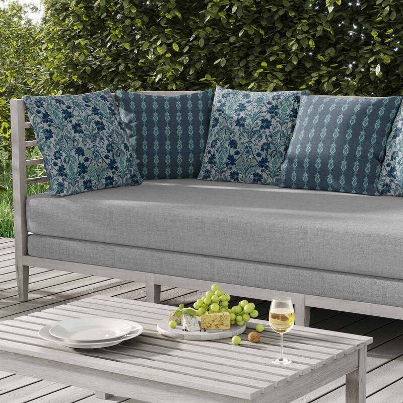 Oceanic Bloom Indoor/Outdoor Reversible Throw Pillow Blue and Teal