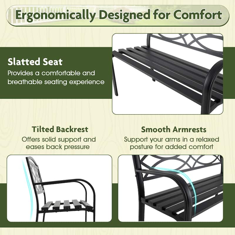 Costway Outdoor Bench 45.5" Patio Garden Bench with Backrest Curved - See Details