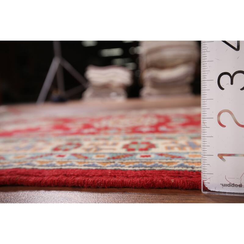 Geometric Red Kazak Oriental Accent Rug Hand-Knotted Wool Carpet - 2'8" x 4'1"