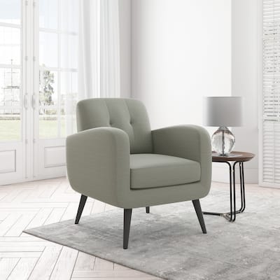 Carson Carrington Keflavik Mid-century Dove Grey Linen Arm Chair