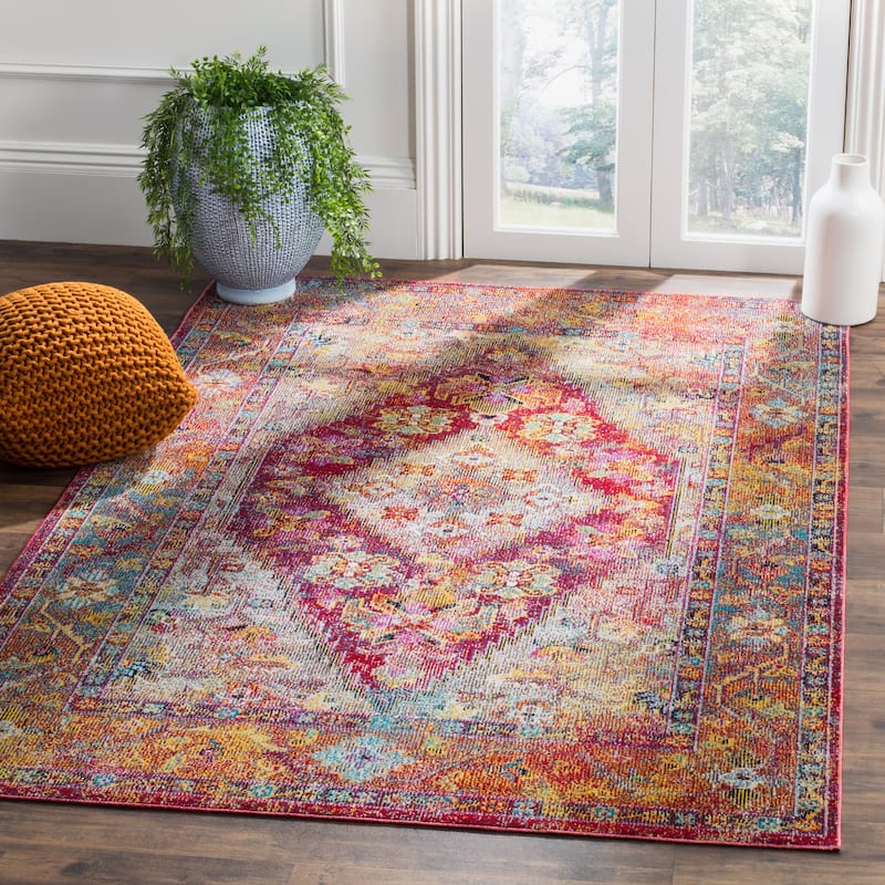 SAFAVIEH Crystal Aili Vintage Boho Oriental Rug - 4' x 6' - Light Blue/Fuchsia - Rectangle