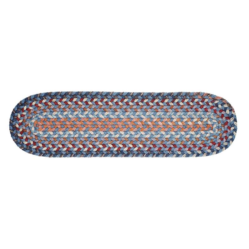 Rhody Rug Augusta Space-dye Wool Braided Rug - Blue Dragon - 8" x 28" Oval