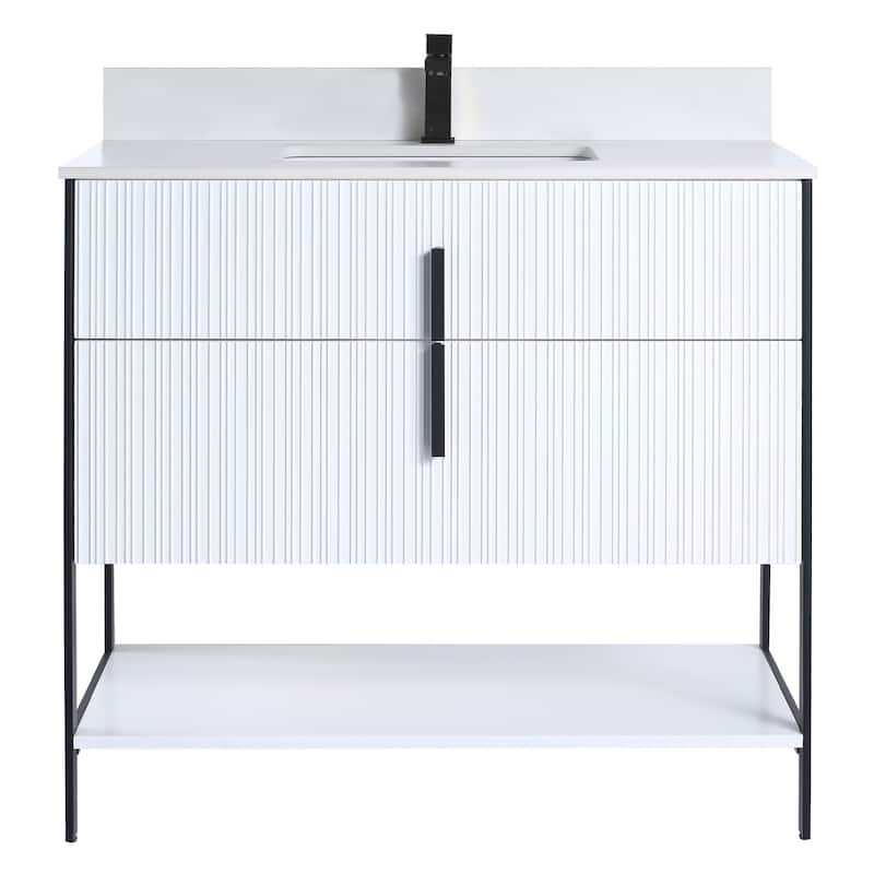 Fine Fixtures Serenity Modern Bathroom Vanity with White Stone Top