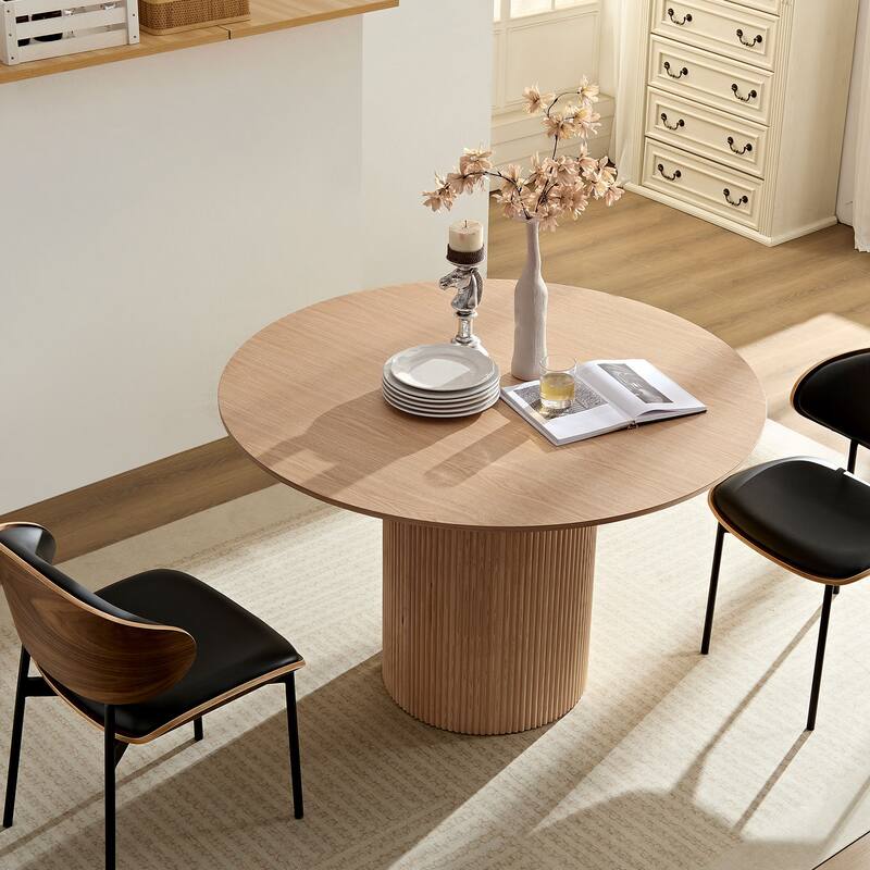 47,24 inch MDF Dining Table for Dining Room Round Dinner Tables Mid-Century Modern Table OAK