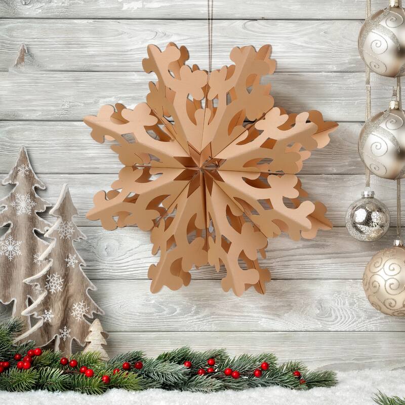 8" Fold Paper Cut Out Snowflake Ornament Set of 2