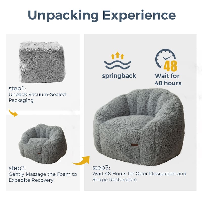 Giant Bean Bag Chair,Shell-Shaped Oversized Bean Bag Chair with Fille