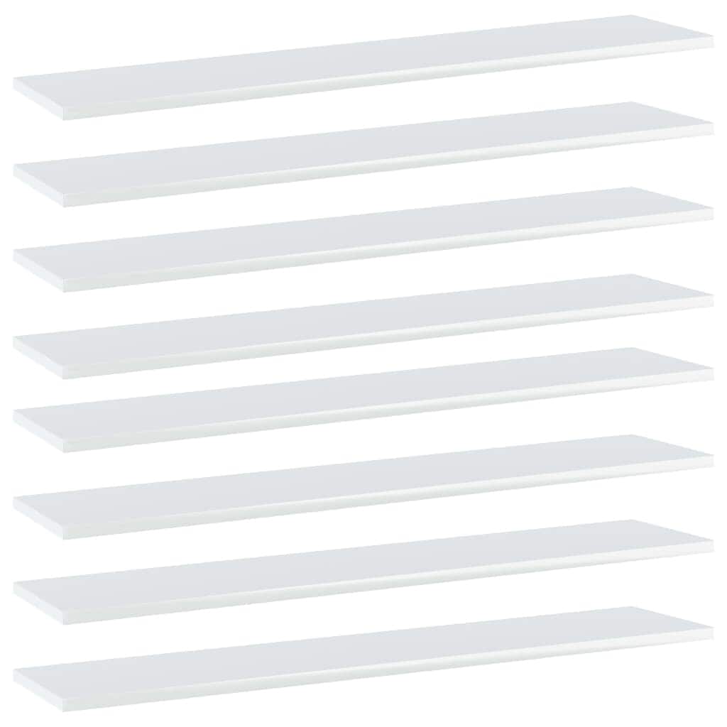 vidaXL Bookshelf Boards 8 pcs High Gloss White 39.4"x7.9"x0.6" Chipboard