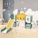 preview thumbnail 10 of 43, Toddler Slide Set, Kids Slide Playset Structure Castle Climber w/Basketball Hoop, Toy Storage Organizer, Kids Climbers Playhouse Green