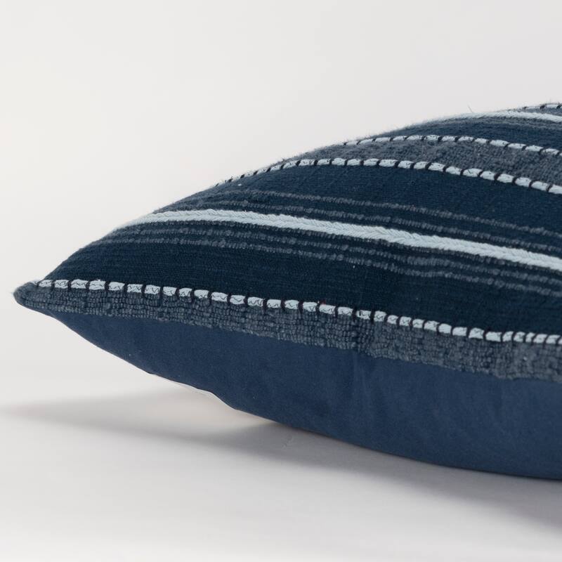 Rizzy Home Embroidered Blue Stripe Throw Pillow Cover