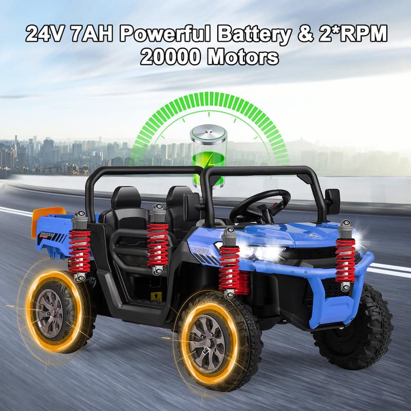 Gymax 24V Kids Ride On Dump Truck 2-Seater Electric Truck w/ Remote