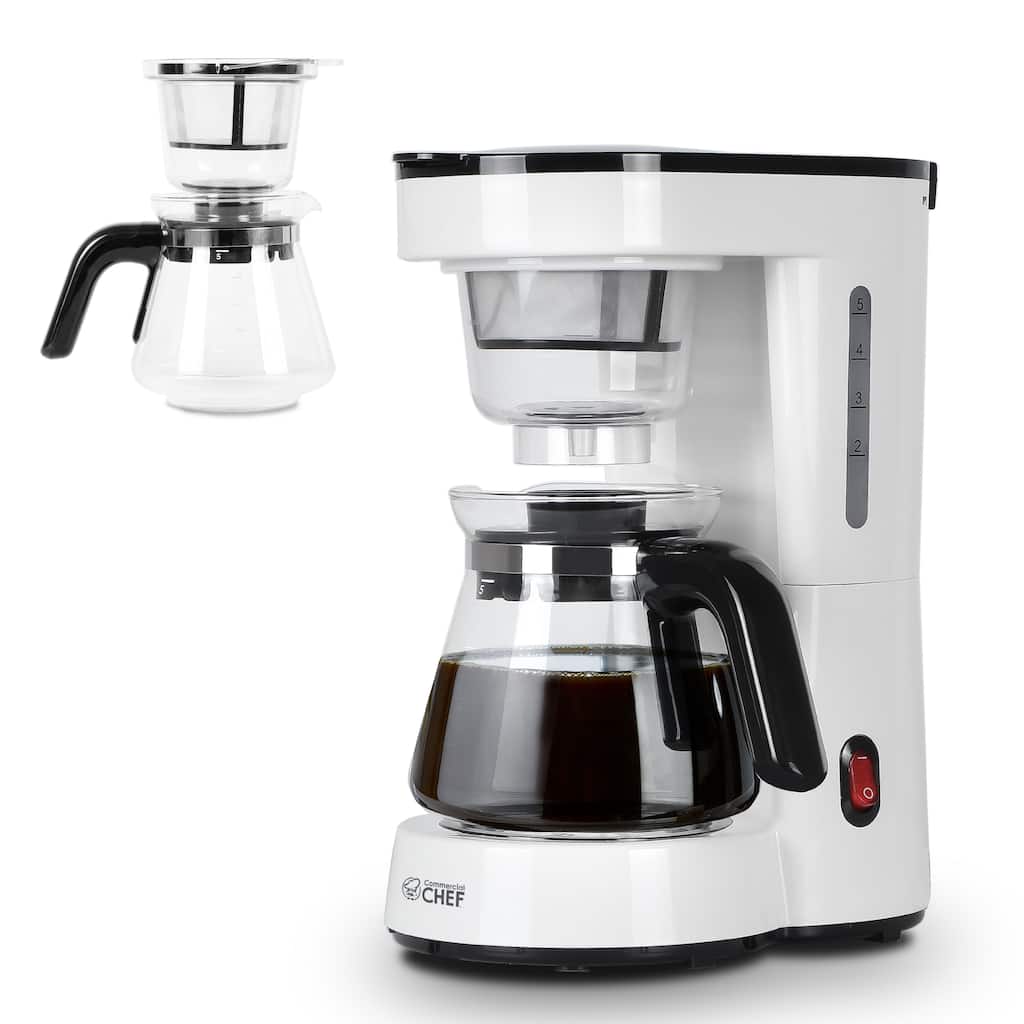 Commercial CHEF Coffee Maker, Drip Coffee Maker with Pour Over Filter, White