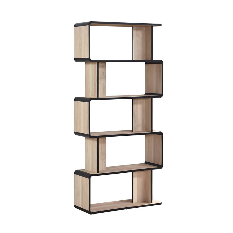Nathan Collection Oak Black Laminated Wood 3, 4, or 5-Shelf Bookcase