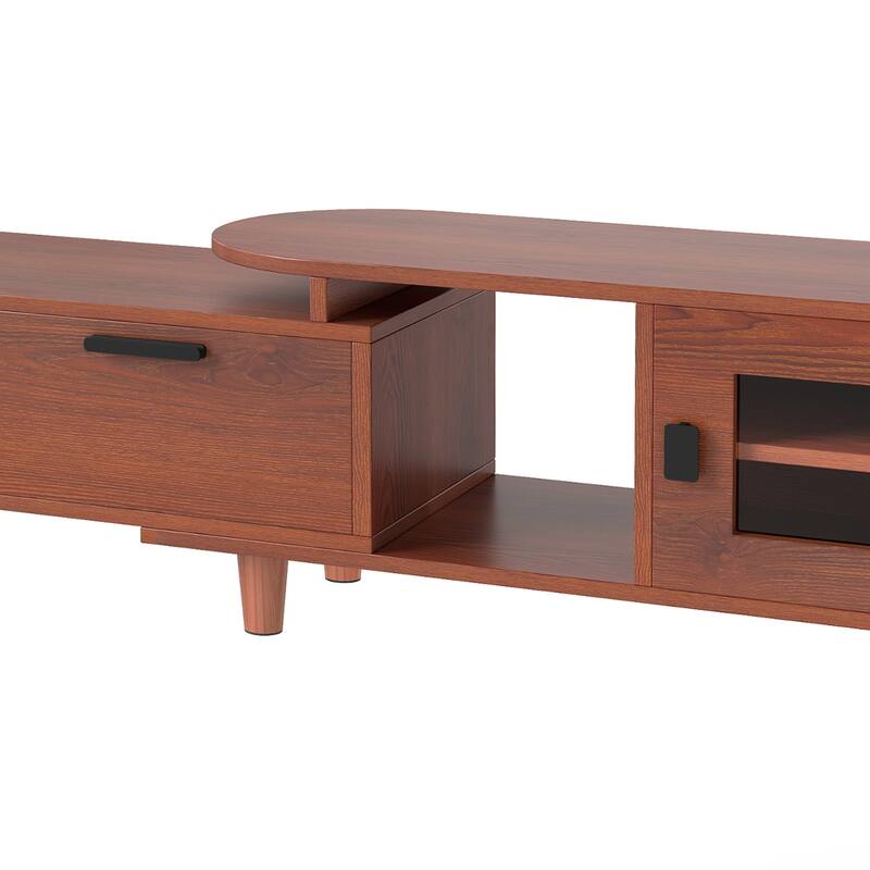 Moasis 64.5" Extendable TV Stand with 2 Drawers & Cabinet, Adjustable Corner Entertainment Center
