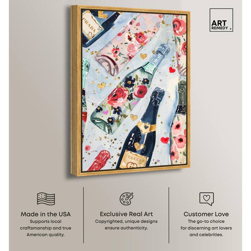 Fun Floral Champagne Canvas by Art Remedy