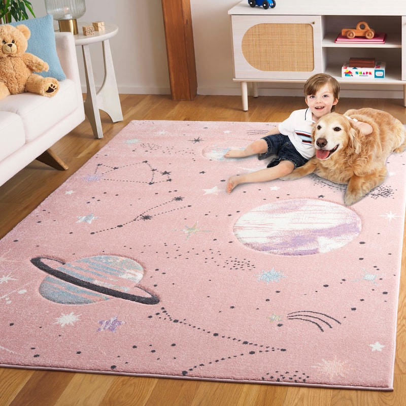 SAFAVIEH Carousel Kids Katre Solar System Rug - 2' x 8' Runner - Pink/Purple