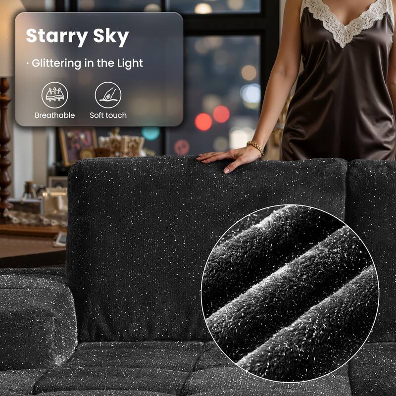 OVIOS Starry Sky Fabric Chaise Lounge Sofa-Grey