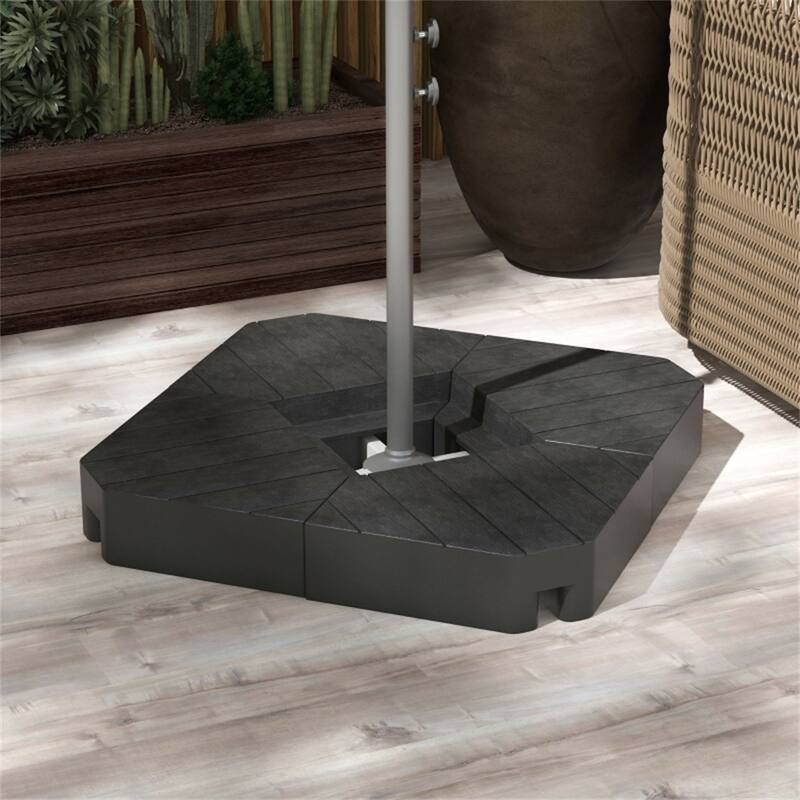 HDPE Cantilever Umbrella Weight Plates Set for 8 to 10 Foot Outdoor Umbrellas Water or Sand Fillable - 31.5" L x 31.5" W x 5" H - Black
