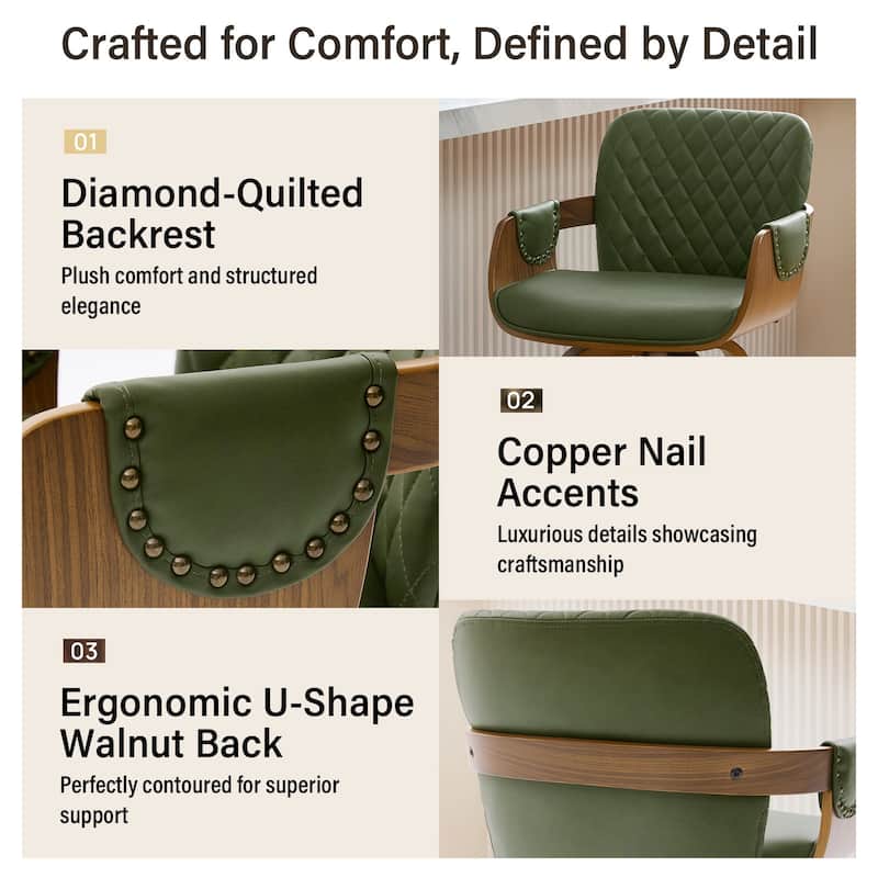 26-Inch Upholstered Swivel Counter Height Bar Stool with Armrests - 36.6"H x19.5"W x 21.3"D