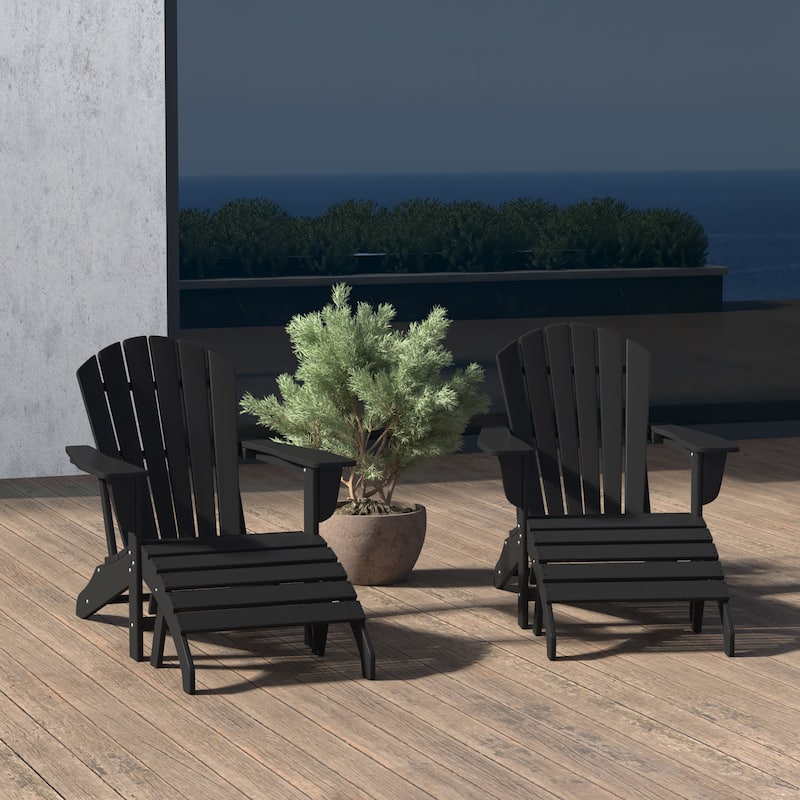 Altura Outdoor Eco-Friendly All Weather Adirondack Chairs with Ottomans (4-Piece Conversation Set)