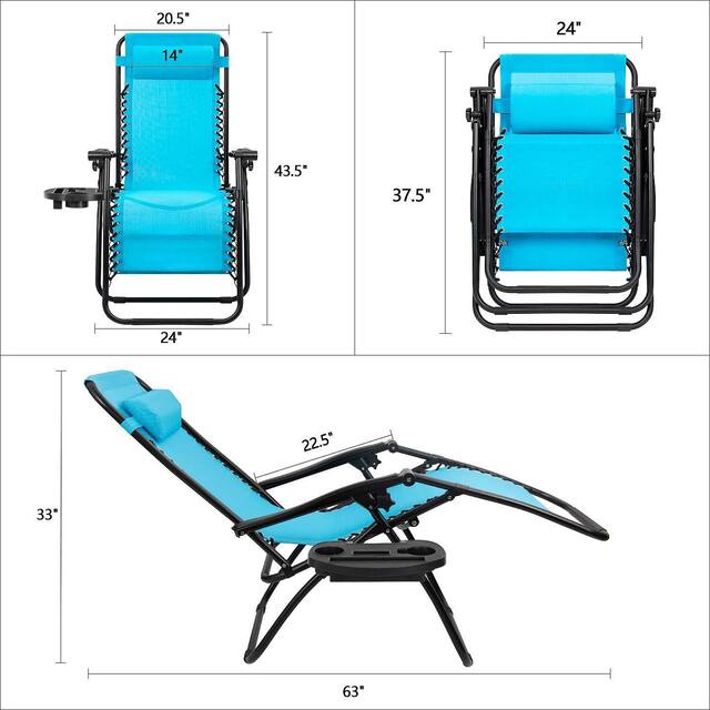 Set of 2 Zero Gravity Chair Patio Folding Lawn Lounge Chairs Outdoor Lounge Gravity Chair Camp Reclining Lounge Chair