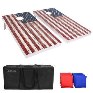 GoSports 4'x2' Premium Wood Cornhole Set - Rustic American Flag - 48 x 24 in