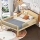 preview thumbnail 1 of 26, Full Size Wood Platform Bed with House-shaped Headboard, LED and Built-in Storage Full - Natural