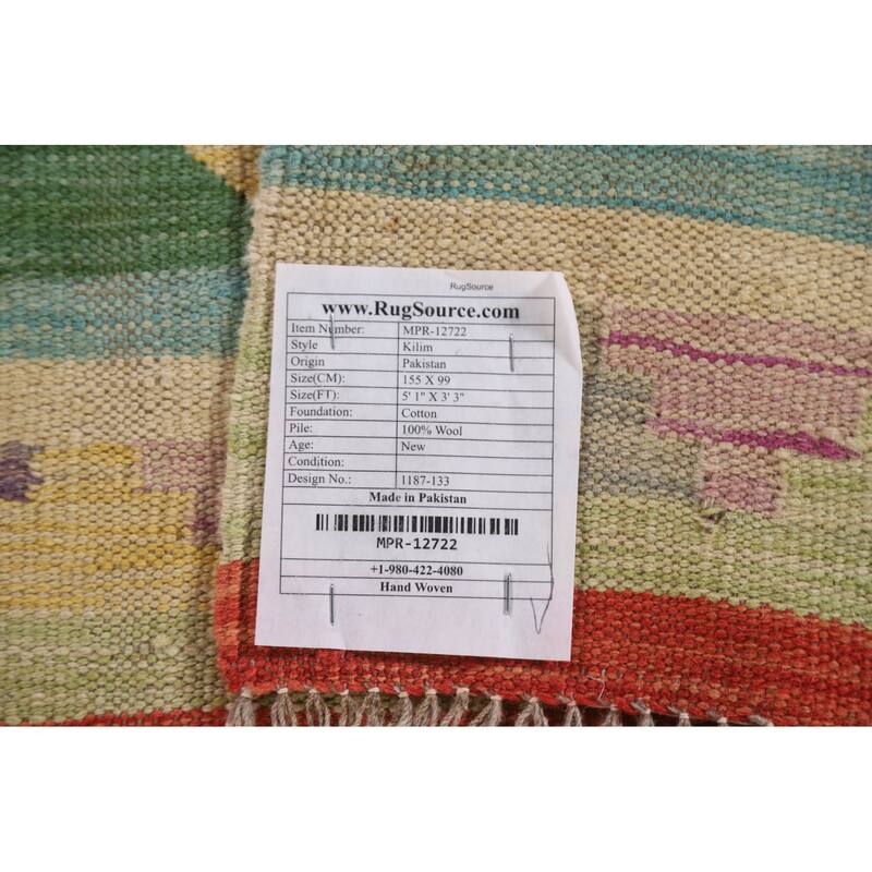 Southwestern Kilim Rug Flatweave Wool Foyer Carpet - 3'3"x 5'1"