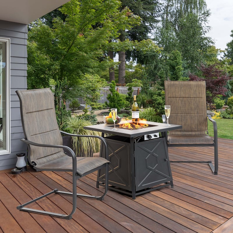 Outdoor 50,000 BTU Propane Gas Fire Pit Table with Cover
