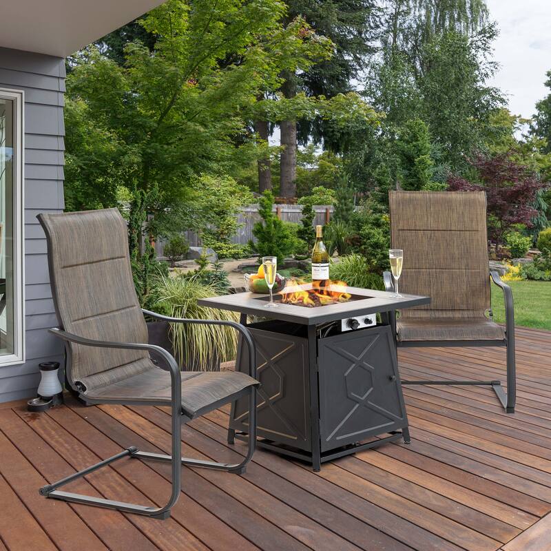 Outdoor 28 Inch 50,000 BTU Propane Gas Fire Pit Table with Cover - 28 inches