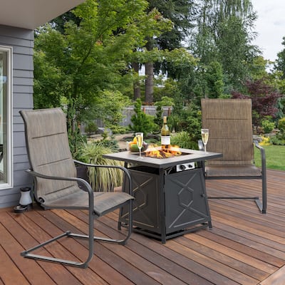 Outdoor 28 Inch 50,000 BTU Propane Gas Fire Pit Table with Cover - 28 inches