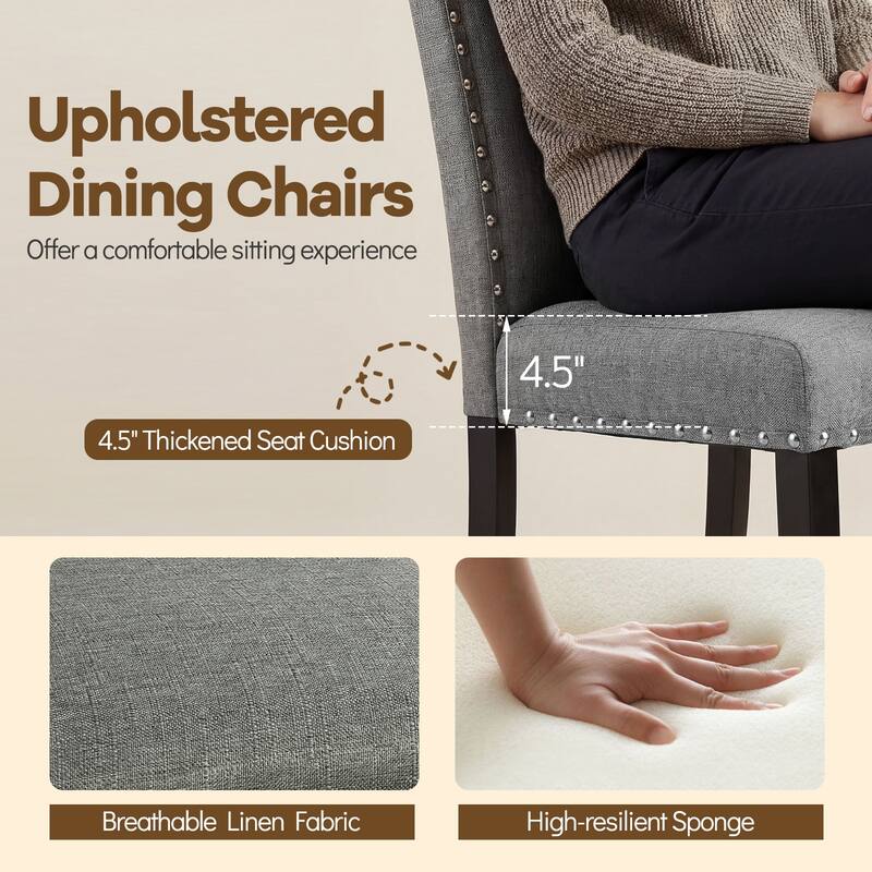 Gymax Wooden Dining Chairs Set of 2 w/Solid Rubber Bent Wood Legs for