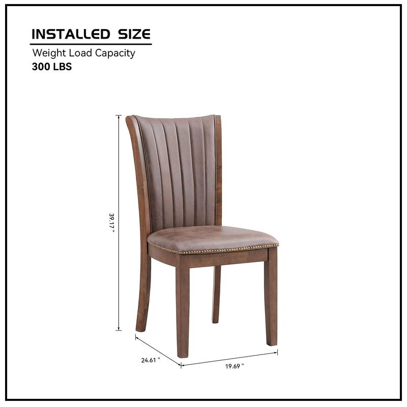 2 PCS Wooden Dining Chairs Set, Mid Century Modern Foam & Fabric Upholstered Chairs with Open Back