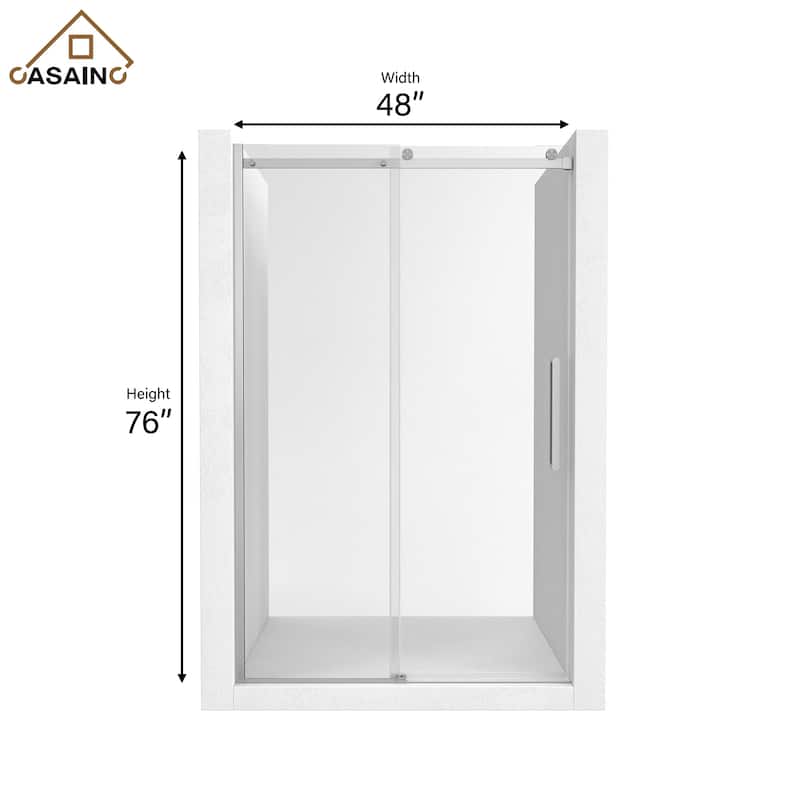 CASAINC 48"/60"W x 76" Sliding Frameless Shower Door with SGCC certification