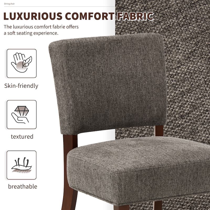 Set of 2 Modern Farmhouse Dining Chairs: Upholstered Mid-Back Chairs with Wood Legs