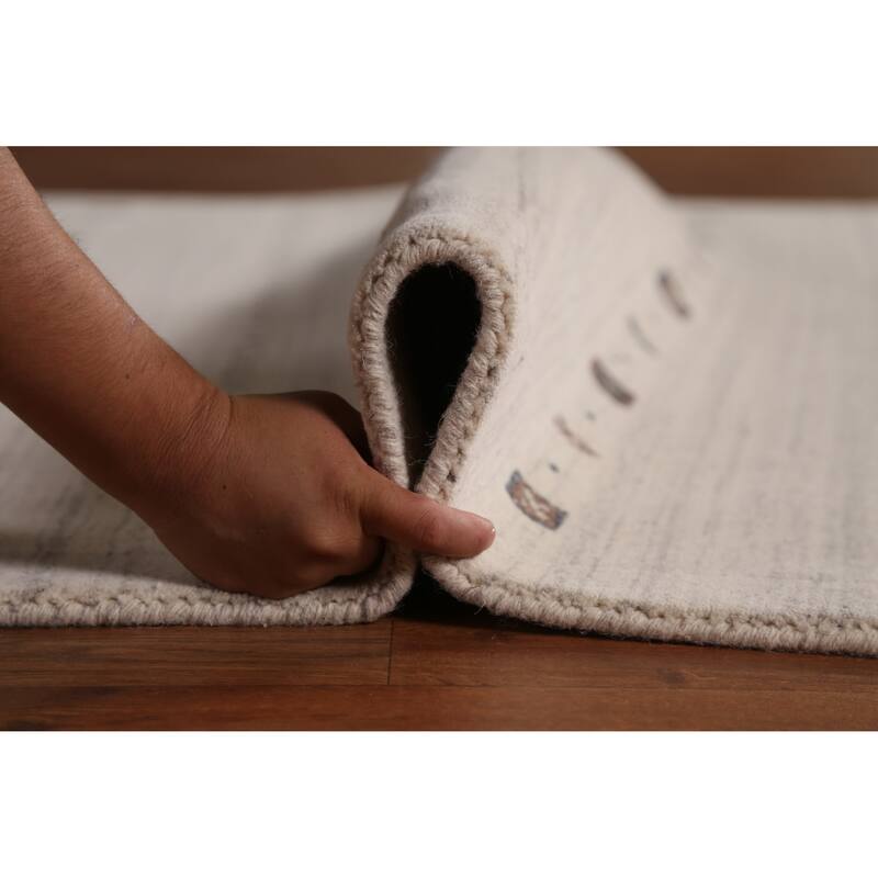 Tribal Beige Gabbeh Area Rug Handmade Modern Wool Carpet - 5'4" x 7'9"