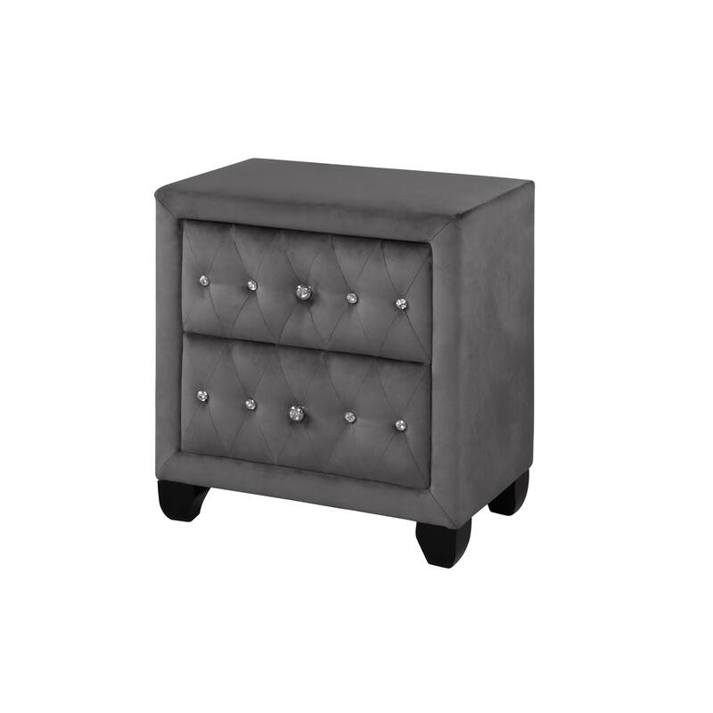 Sophia Crystal Tufted 2-Drawer Nightstand Made with Wood