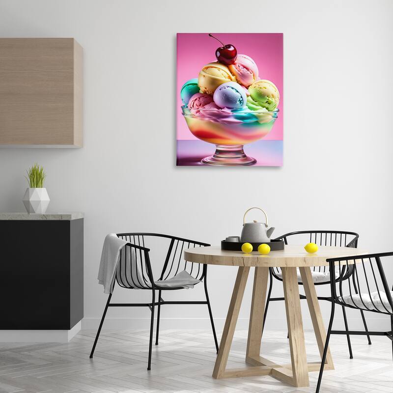 Stupell Rainbow Hued Sundae Dessert Canvas Wall Art Design By Tabz Jones