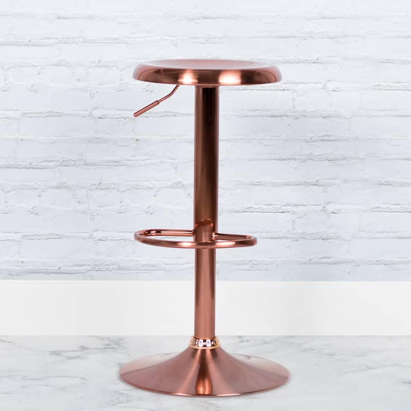 Adjustable Height Retro Barstool - 16"W x 16"D x 23" - 31"H - Rose Gold