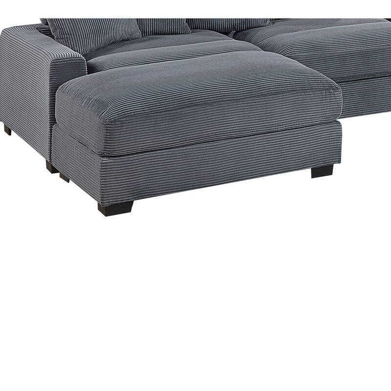 Living Room Furniture 1pc Ottoman Corduroy Soft Cushion Cocktail Ottoman Wood Legs