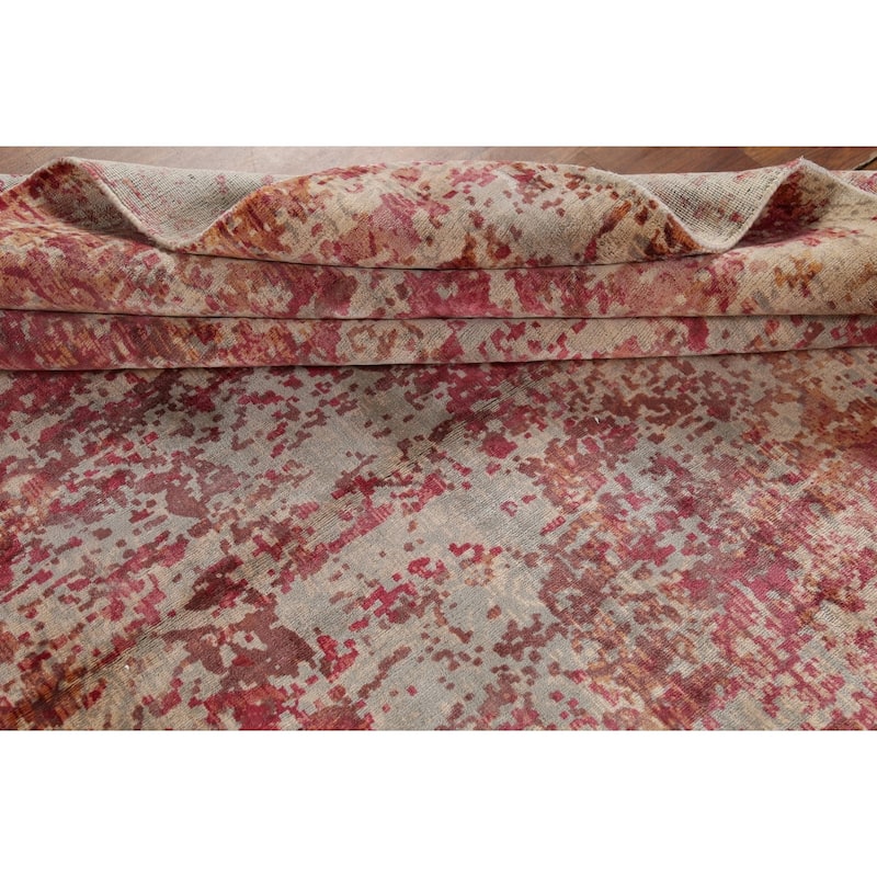 All-Over Modern Abstract Area Rug Hand-Knotted Wool Carpet - 8'5"x 9'11"