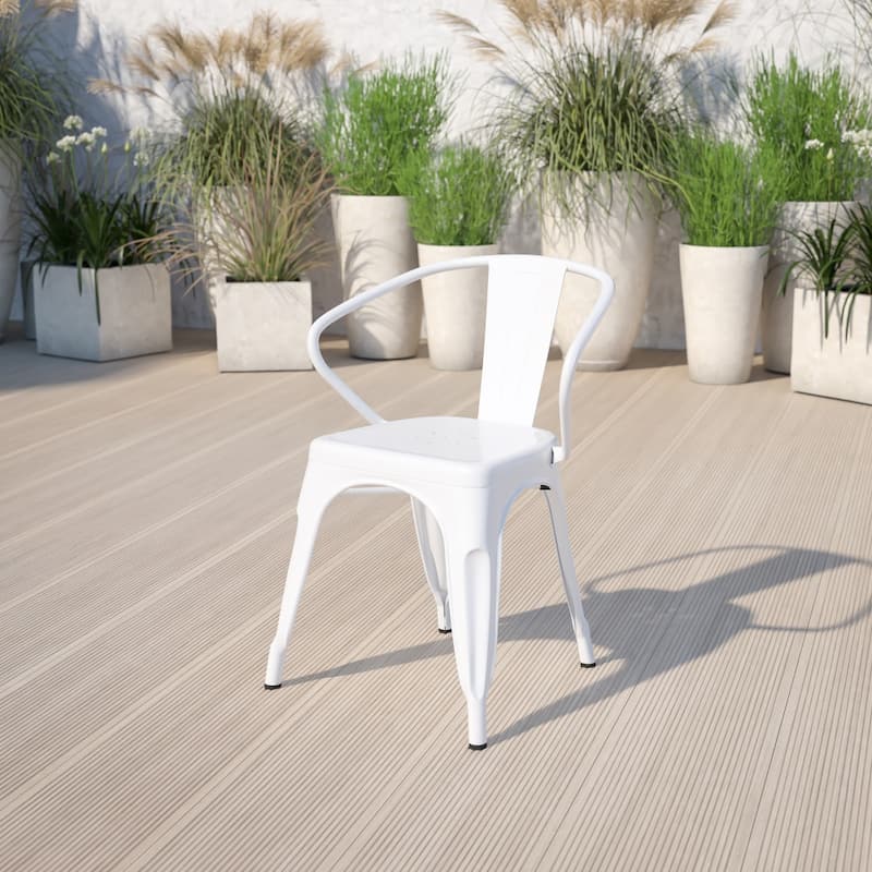 Metal Indoor-Outdoor Chair with Arms