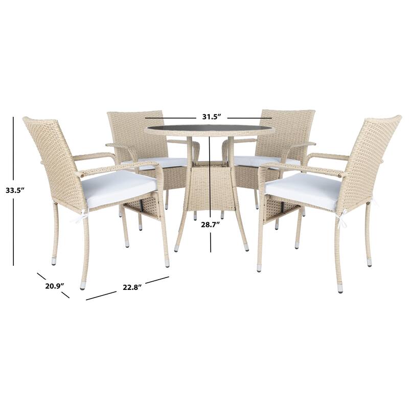 SAFAVIEH Outdoor Hanane 5-Piece Bistro Set - 32Wx32Dx34H
