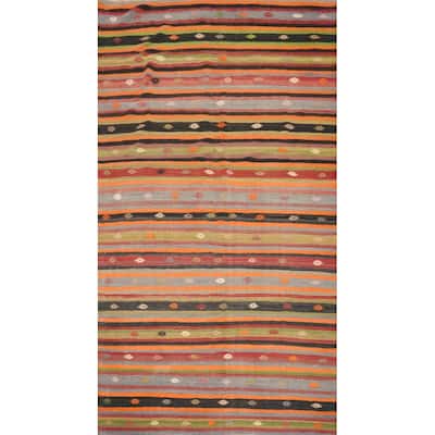 Hand Woven Oriental 100% Wool Carpet Southwestern Tribal Multi-Colored Kilim Area Rug - 11' 5'' X 6' 2''