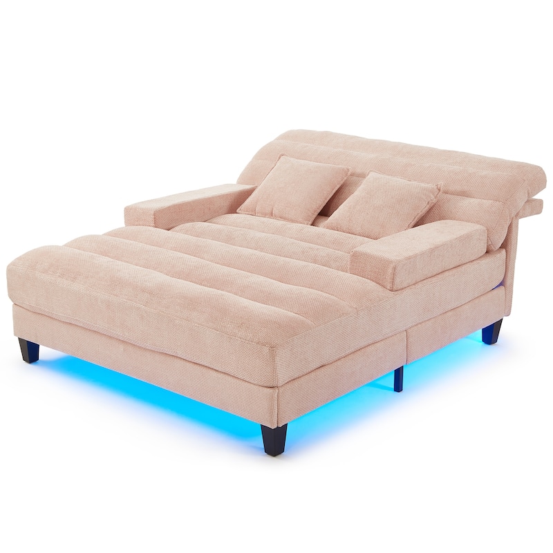 Modern Chaise Lounge Sofa 57.1" Sofa Bed Chenille Upholstered Lounge Sofa Chair
