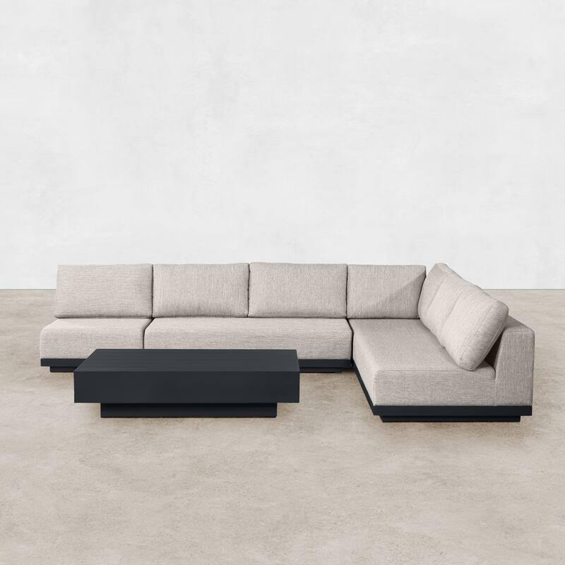 Oslo Aluminum Outdoor Upholstered Sectional Lounge Set- 5-Piece