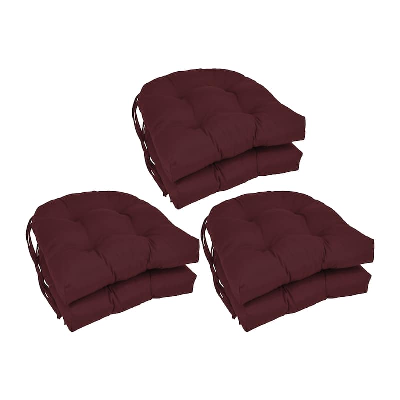 16-inch U-Shaped Indoor Twill Chair Cushions (Set of 2, 4, or 6) - 16" x 16" - Set of 6 - Burgundy
