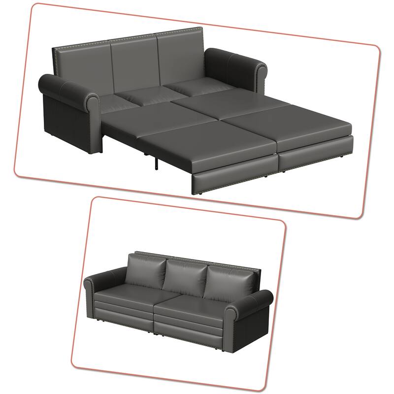 Classic Elegant Convertible Upholstered Sofa Sleeper Sofa with Pull Out Bed
