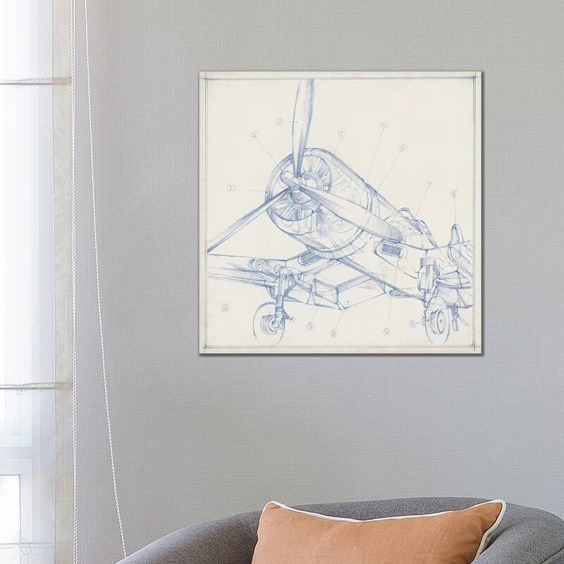 iCanvas "Airplane Mechanical Sketch II" by Ethan Harper Canvas Print - 26x26x1.5