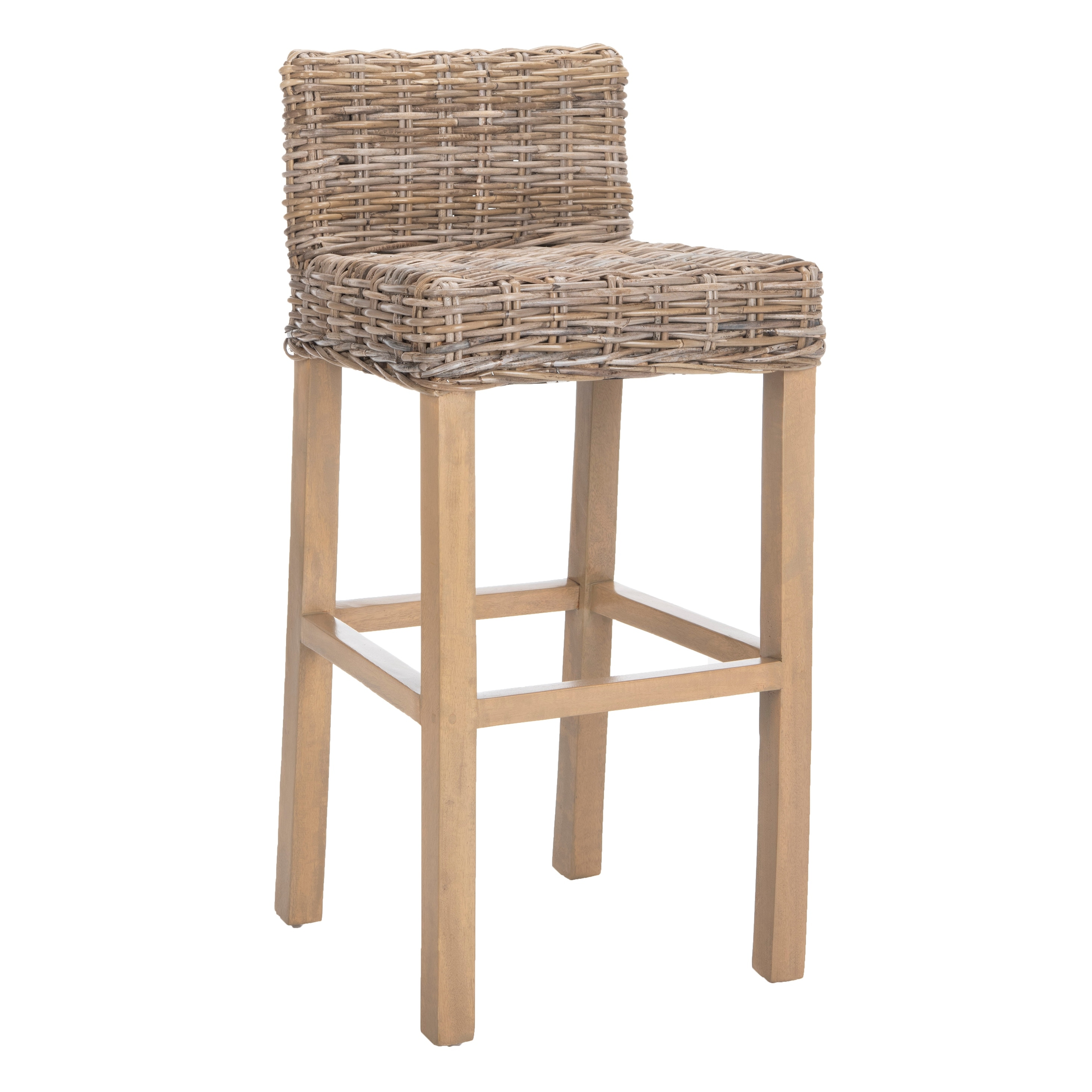 Gray wicker bar store stools