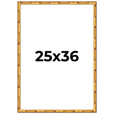 25x36 Frame Gold Bamboo Solid Wood Picture Frame | 1 Inch Moulding